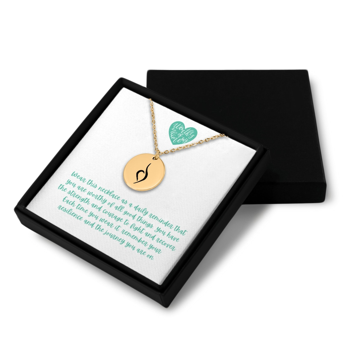 Eating Disorder Recovery necklace - Gifts for Eating Disorder Recovery - NEDA Symbol Pendant Jewelry Awareness - Custom Engraving - Anorexia