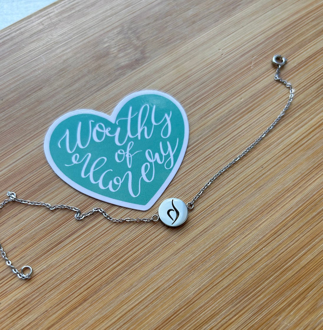 Eating Disorder Recovery Bracelet - Gifts for Eating Disorder Recovery - NEDA symbol Pendant Jewelry Stainless Steel