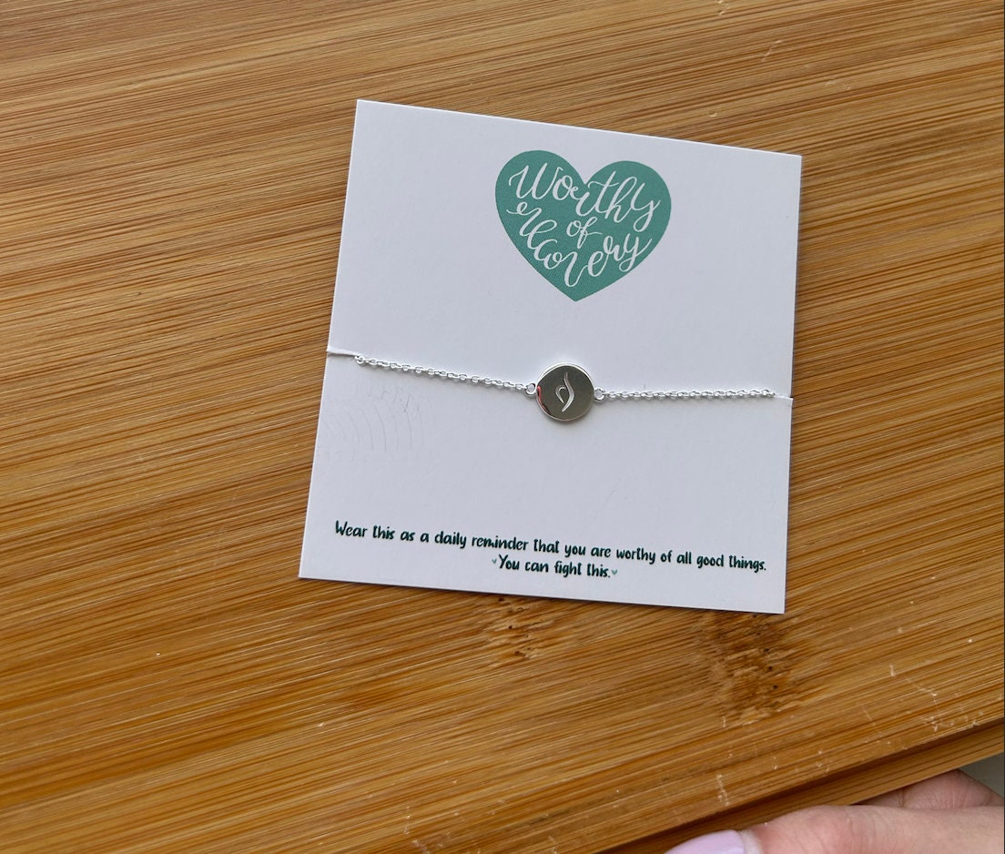 Eating Disorder Recovery Bracelet - Gifts for Eating Disorder Recovery - NEDA symbol Pendant Jewelry Sterling Silver